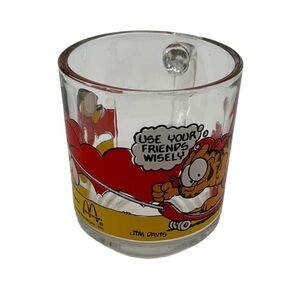VTG 70s McDonalds Garfield Glass Mug Skateboard Made in USA